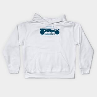 Blue Vintage Boom Box Graphic Kids Hoodie